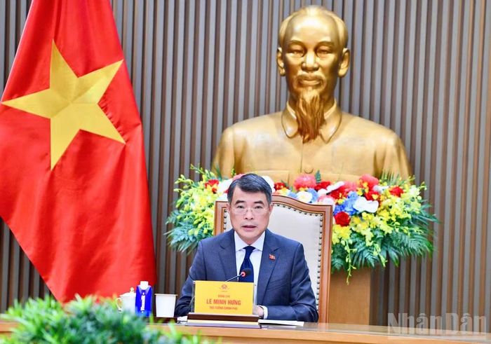 Thủ tướng Chính phủ Lê Minh Hưng điện đàm với Thủ tướng Hà Lan Rob Jetten. (Ảnh: THANH GIANG)