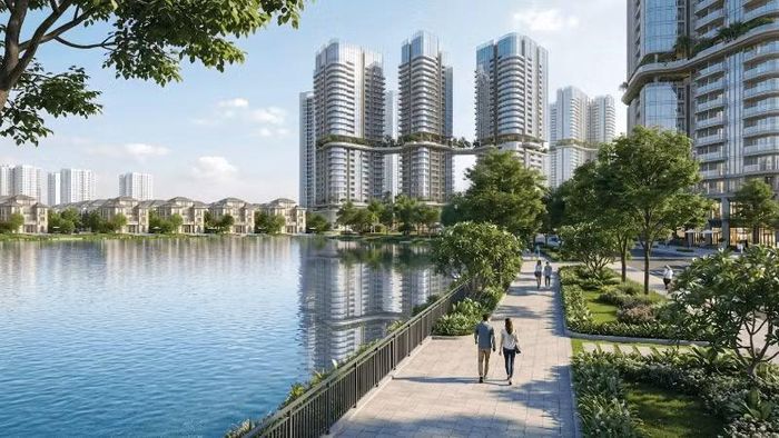 Phối cảnh Khu đô thị đa mục tiêu Bắc Thăng Long Urban City khi hoàn thành.
