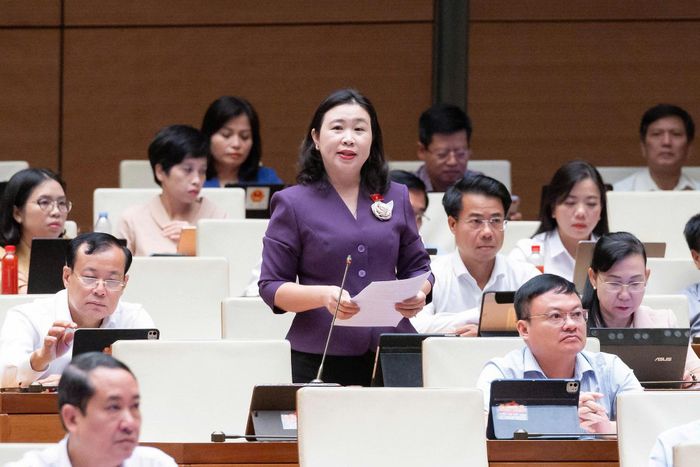  Đại biểu Lê Thị Song An (đoàn Tây Ninh) phát biểu thảo luận.