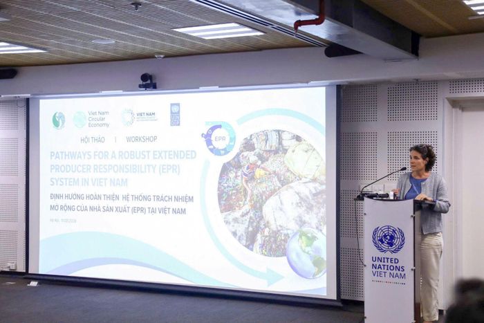 Bà Francesca Nardini, Phó trưởng đại diện Thường trú Chương trình UNDP tại Việt Nam phát biểu khai mạc. Ảnh: LÊ VÂN