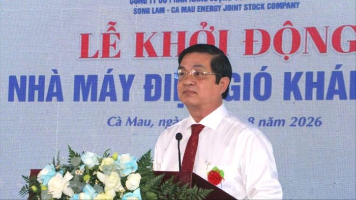  Phó Chủ tịch UBND tỉnh Cà Mau Huỳnh Chí Nguyện phát biểu tại buổi lễ 