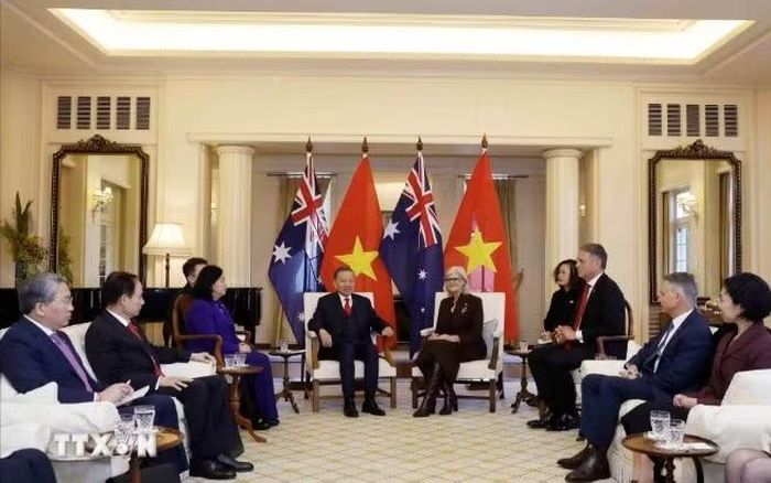 Cuộc hội kiến giữa hai nhà lãnh đạo tại Canberra. Ảnh: TTXVN