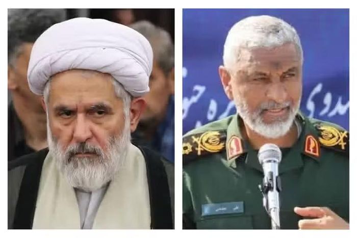 Ông Hossein Taeb, chỉ huy lực lượng bán quân sự Basij và ông Ali Azmaei, chỉ huy Hải quân IRGC (phải).