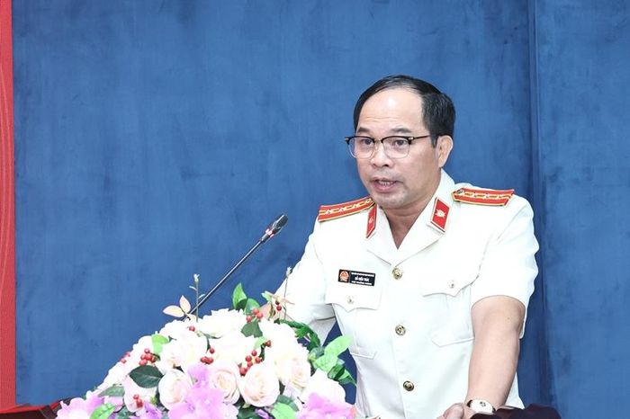  Tân Chánh Văn phòng VKSND TP Hà Nội Đỗ Kiến Trúc phát biểu nhận nhiệm vụ.