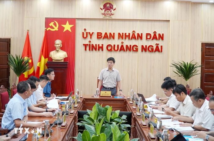 Phó chủ tịch Ủy ban Nhân dân tỉnh Quảng Ngãi Đỗ Tâm Hiển phát biểu. (Ảnh: Lê Phước Ngọc/TTXVN)