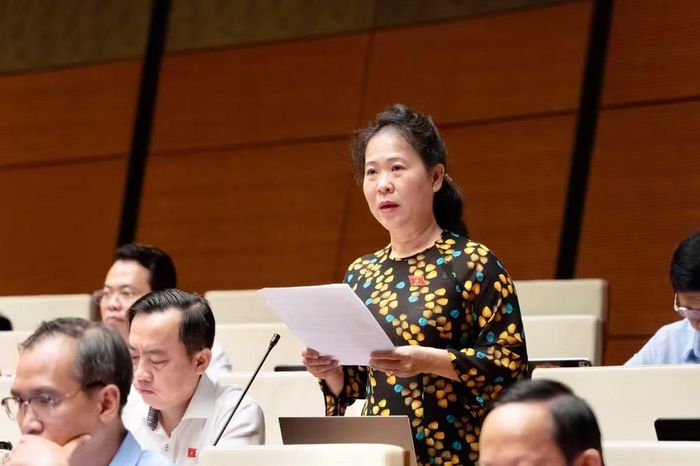 Đại biểu Tô Ái Vang (Đoàn Đại biểu Quốc hội thành phố Cần Thơ) tham gia thảo luận tại hội trường Quốc hội sáng 11/8. (Ảnh: quochoi.vn)