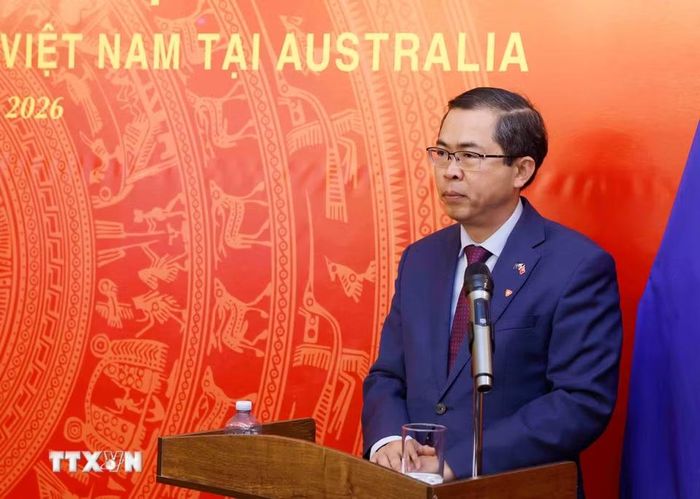 Đại sứ đặc mệnh Toàn quyền nước CHXHCN Việt Nam tại Australia Phạm Hùng Tâm phát biểu. (Ảnh: Thống Nhất/TTXVN)