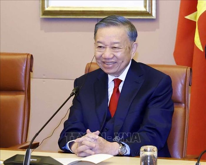 Tổng Bí thư, Chủ tịch nước Tô Lâm phát biểu tại cuộc hội đàm chính thức với Thủ tướng Australia Anthony Albanese. Ảnh: Thống Nhất/TTXVN
