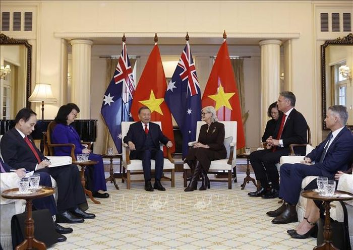 Tổng Bí thư, Chủ tịch nước Tô Lâm hội kiến Toàn quyền Australia Sam Mostyn. Ảnh: Thống Nhất/TTXVN