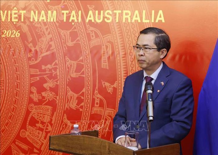 Đại sứ đặc mệnh Toàn quyền nước CHXHCN Việt Nam tại Australia Phạm Hùng Tâm phát biểu. Ảnh: Thống Nhất/TTXVN