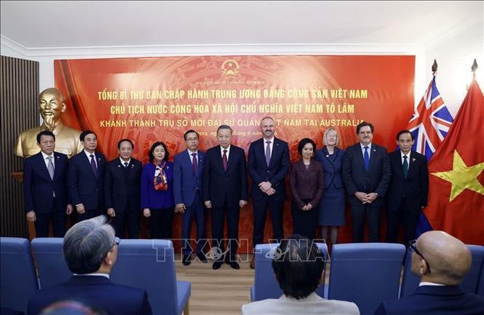 Tổng Bí thư, Chủ tịch nước Tô Lâm và các đại biểu tham dự lễ khánh thành. Ảnh: Thống Nhất/TTXVN