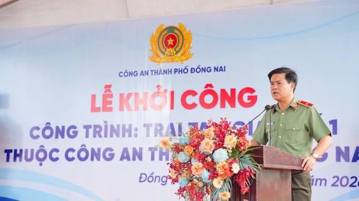 Thiếu tướng Nguyễn Đức Hải, Giám đốc Công an Tp.Đồng Nai phát biểu tại lễ khởi công xây dựng Trại Tạm giam số 1.