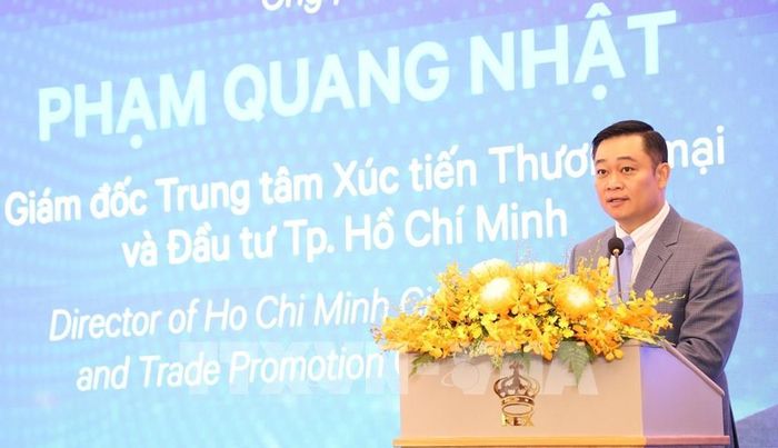 Ông Phạm Quang Nhật, Giám đốc Trung tâm Xúc tiến Thương mại và Đầu tư TP. Hồ Chí Minh phát biểu tại hội nghị. Ảnh: Hứa Chung-TTXVN