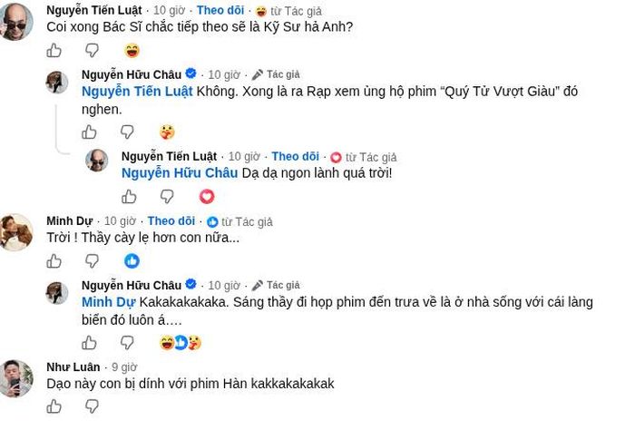 Bài đăng của Hữu Châu thu hút sự chú ý từ đồng nghiệp và học trò. Ảnh: FBNV