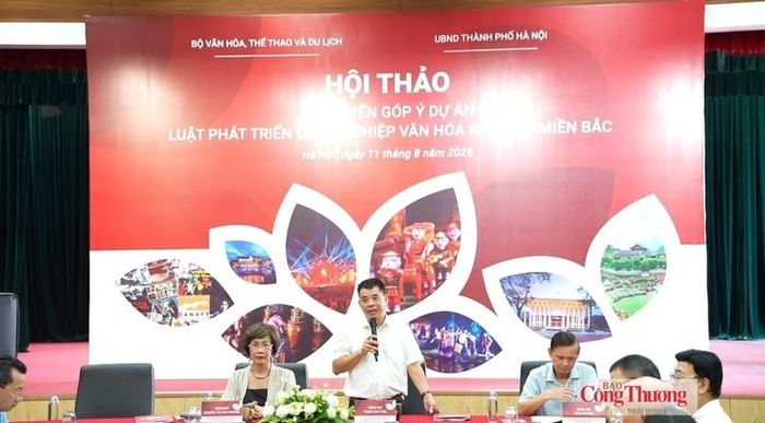 Ông Phạm Cao Thái - Vụ trưởng Vụ Pháp chế, Bộ Văn hóa, Thể thao và Du lịch phát biểu tại Hội thảo.