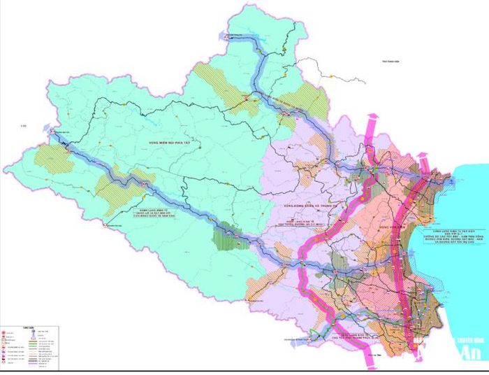 Sơ đồ phương hướng tổ chức không gian kinh tế - xã hội tỉnh Nghệ An thời kỳ 2021 - 2030, tầm nhìn đến năm 2050.