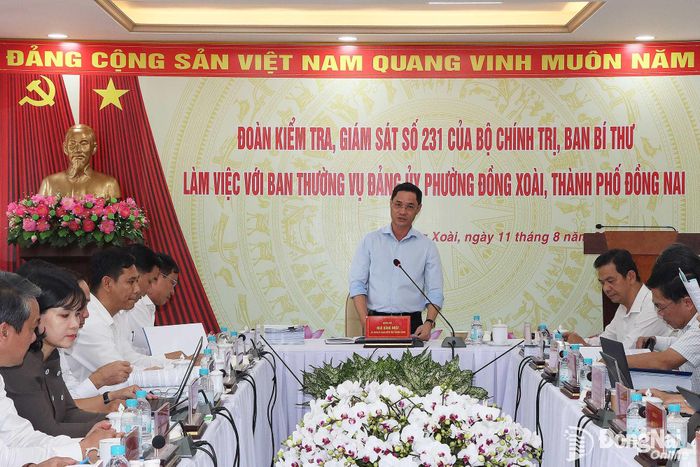 Ủy viên Ủy ban Kiểm tra Trung ương Ngô Đăng Nhật kết luận buổi làm việc. Ảnh: Quang Minh