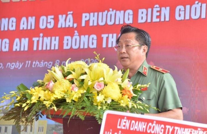 Thiếu tướng Lâm Phước Nguyên phát biểu tại buổi lễ.