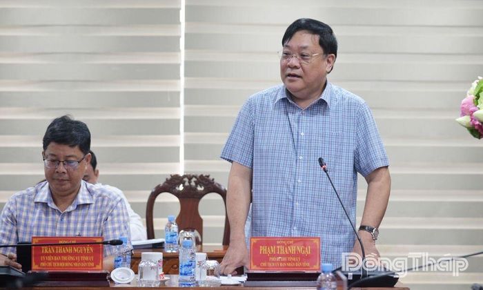  Đồng chí Phạm Thành Ngại, Phó Bí thư Tỉnh ủy, Chủ tịch UBND tỉnh, phát biểu tại buổi làm việc.