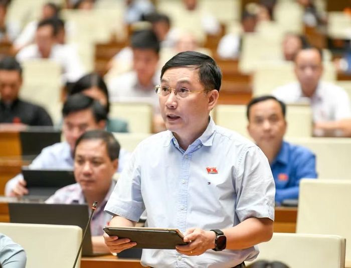  Trong bối cảnh AI phát triển nhanh, ĐB Lê Hoàng Anh đề nghị tiếp tục hoàn thiện quy định về thi tuyển, tuyển chọn phương án kiến trúc để bảo đảm chất lượng công trình. Ảnh: Đoàn ĐBQH tỉnh Gia Lai 