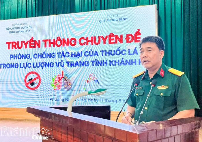 Đại tá Trần Tấn Cường phát biểu tại chương trình.