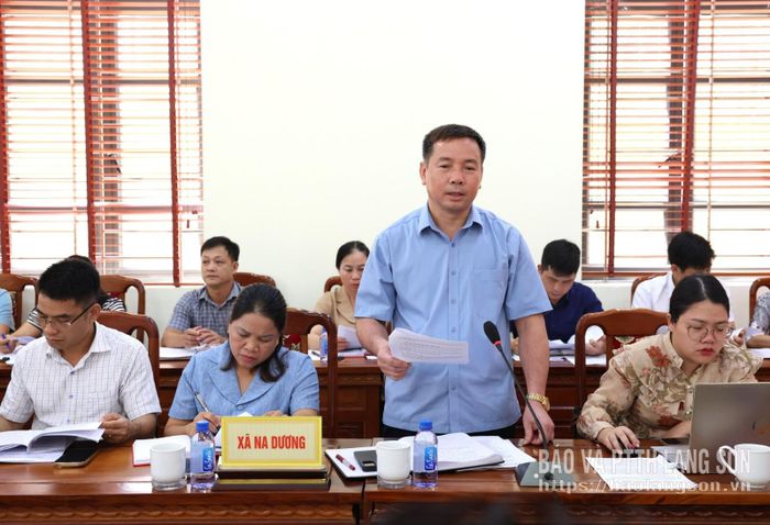 Lãnh đạo xã Na Dương phát biểu tại buổi làm việc