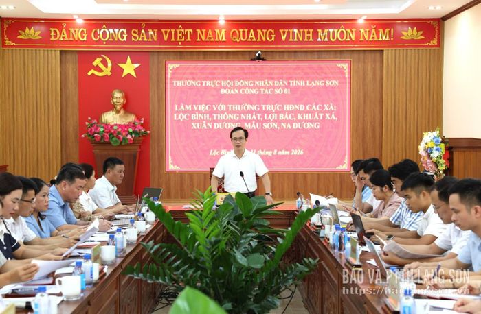 Đồng chí Vũ Quang Hưng, Trưởng Ban Pháp chế HĐND tỉnh phát biểu tại buổi làm việc