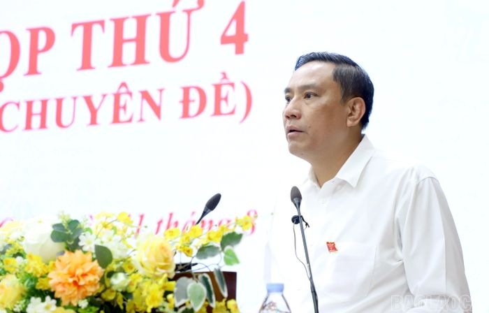  Đồng chí Hoàng Giang - Phó Bí thư Thường trực Tỉnh ủy, Chủ tịch HĐND tỉnh phát biểu bế mạc kỳ họp. 