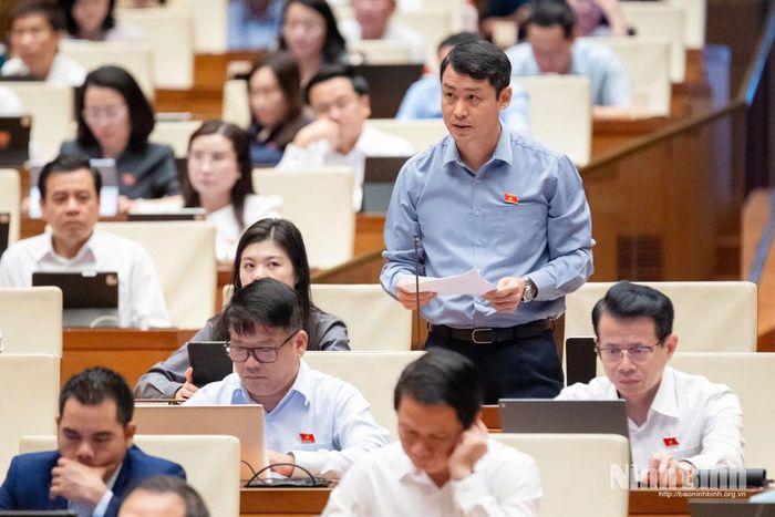 Đại biểu Trần Thế Anh, Bí thư Đảng ủy, Chủ tịch HĐND xã Hải Hậu, tỉnh Ninh Bình (Đoàn ĐBQH tỉnh Ninh Bình) thảo luận về dự án Luật Phát triển đô thị.