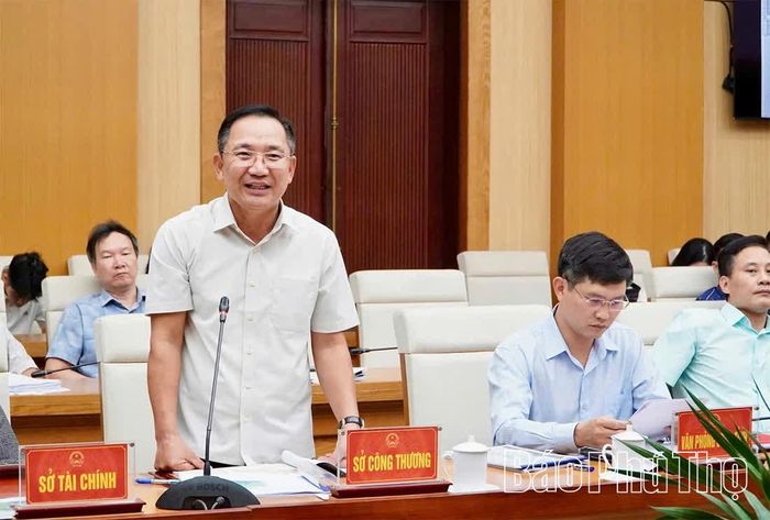 Giám đốc Sở Công thương Trần Quang Tuấn phát biểu tại hội nghị.