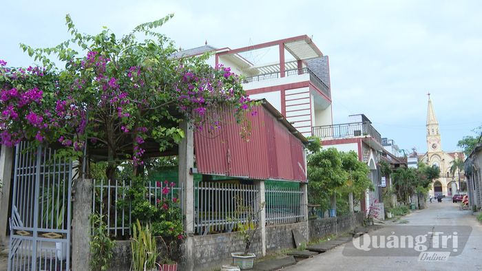 Những ngôi nhà mới khang trang ở Cồn Sẻ - Ảnh: Thùy Trang