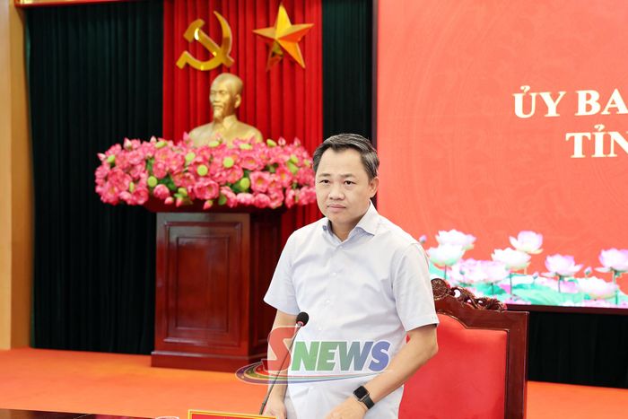 Đồng chí Chủ tịch UBND tỉnh phát biểu tại cuộc làm việc.