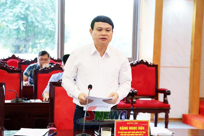 Đồng chí Đặng Ngọc Hậu, Phó Chủ tịch UBND tỉnh phát biểu tại cuộc làm việc.