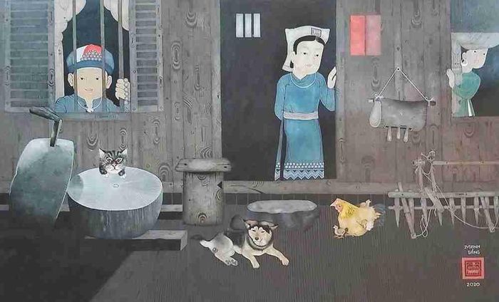 Bình minh trên vùng cao. Tranh: Mạnh Sáng