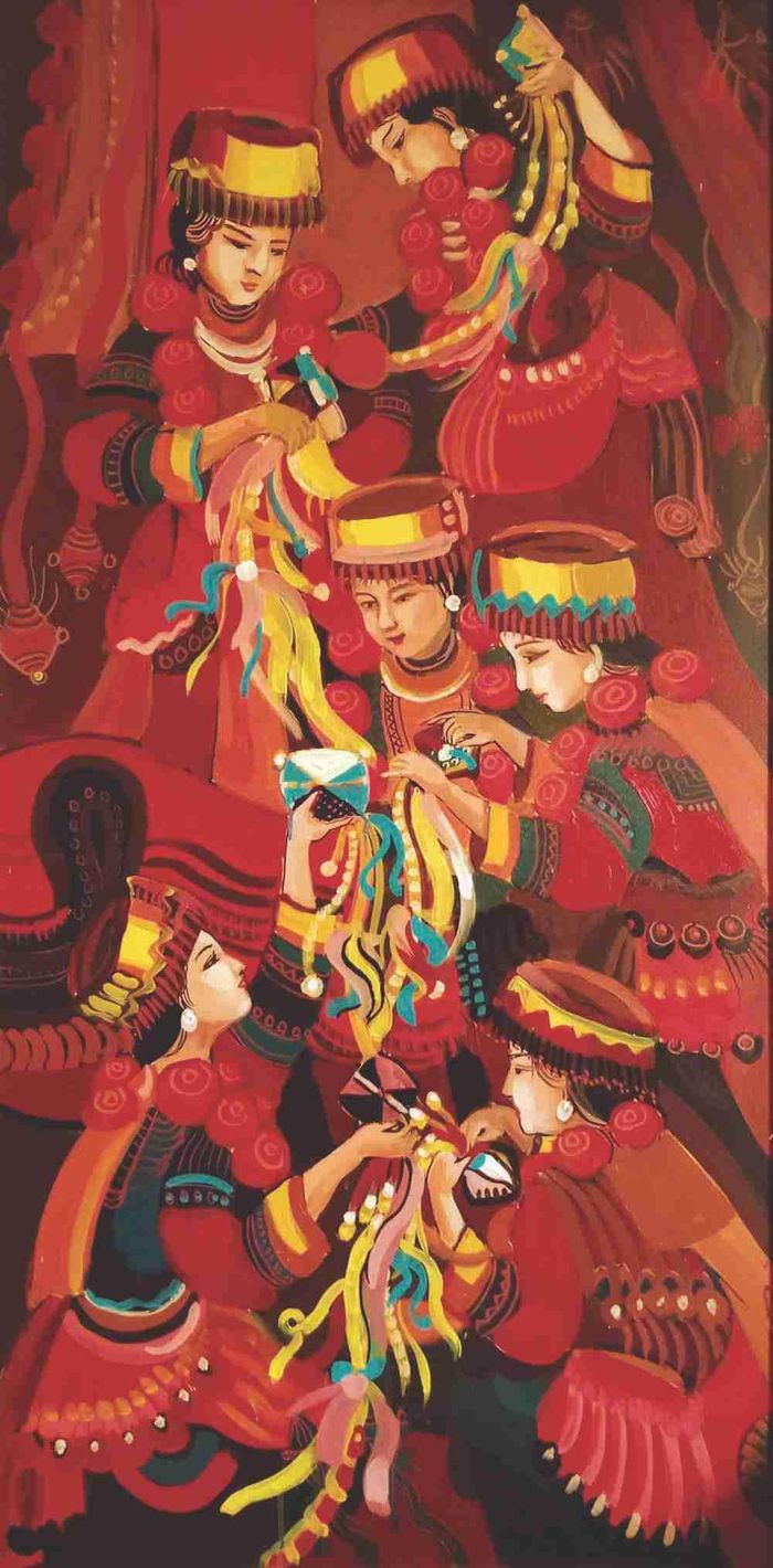 Khoảnh khắc hội Xuân. Tranh: Nông Xoan
