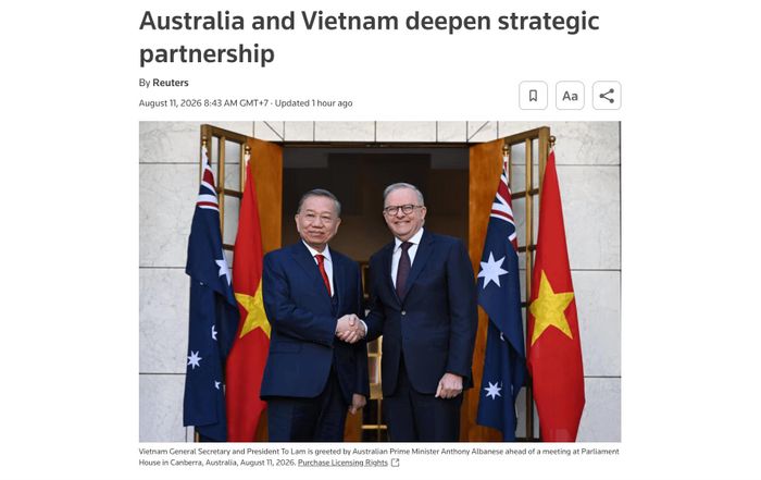 Ảnh chụp màn hình bài báo trên Reuters