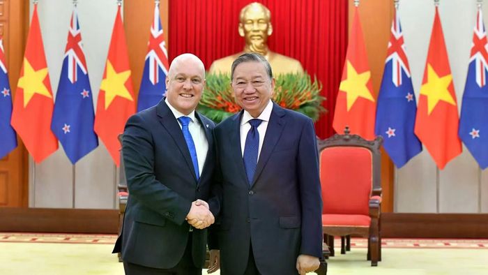 Tổng Bí thư Tô Lâm tiếp Thủ tướng New Zealand Christopher Luxon thăm chính thức Việt Nam và tham dự Diễn đàn Tương lai ASEAN lần thứ hai tại Hà Nội, ngày 26/2/2025, tại Trụ sở Trung ương Đảng. Nguồn: Báo Nhân dân