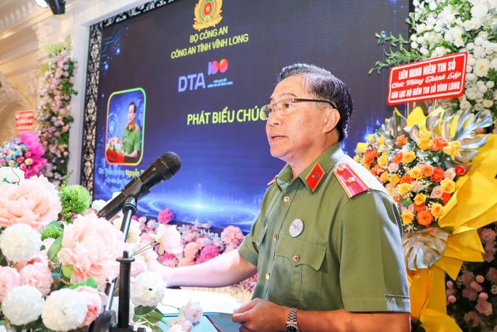 Thiếu tướng Nguyễn Thanh Hải, Giám đốc Công an tỉnh Vĩnh Long phát biểu tại buổi lễ.