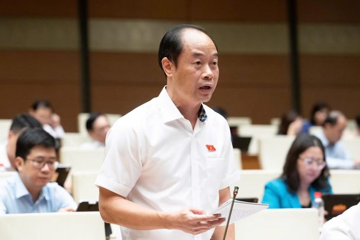  Đại biểu Quốc hội Bùi Mạnh Cường (Đoàn Khánh Hòa) phát biểu tại phiên họp. 