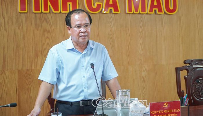 Đồng chí Nguyễn Minh Luân, Uỷ viên BTV Tỉnh uỷ, Phó Chủ tịch UBND tỉnh, phát biểu tại hội nghị.