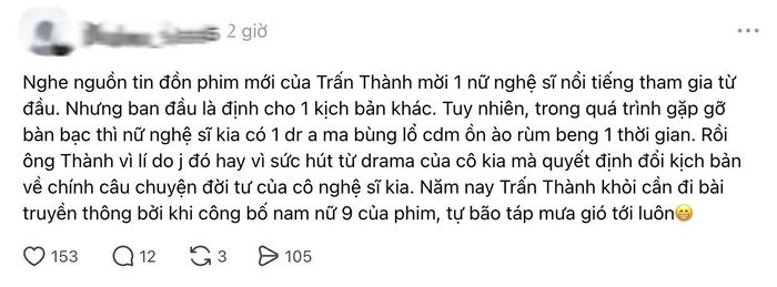 Mạng xã hội râm ran loạt tin đồn về việc bộ phim Tết của Trấn Thành liên quan đến Tóc Tiên. Ảnh: MXH