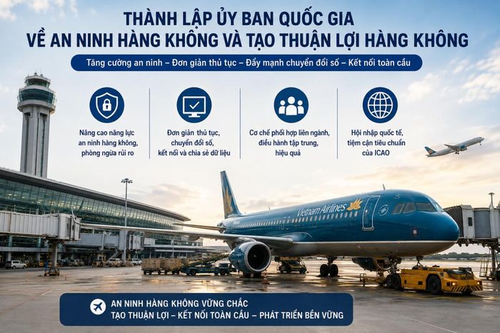 Ủy ban Quốc gia về an ninh hàng không và tạo thuận lợi hàng không là tổ chức phối hợp liên ngành, điều phối và giải quyết những vấn đề trong lĩnh vực an ninh và tạo thuận lợi hàng không. (Ảnh minh họa)