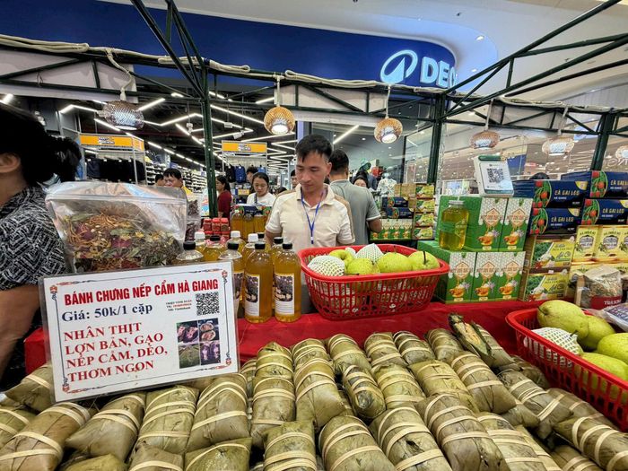 Gần 100 gian hàng với đa dạng sản phẩm OCOP, nông sản sạch, đặc sản vùng miền và nhiều sản phẩm chất lượng cao đến từ mọi miền đất nước. Ảnh: PV