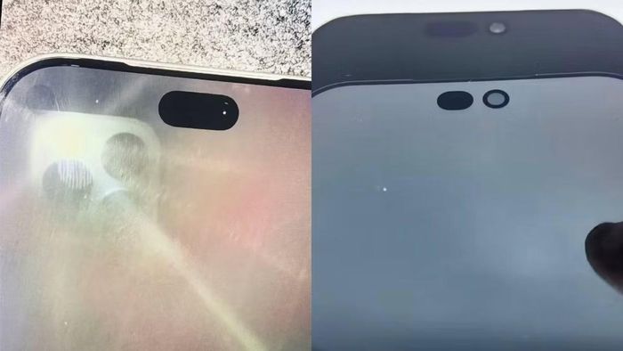Những hình ảnh được cho là cho thấy Dynamic Island nhỏ hơn trên iPhone 18 Pro. (Ảnh: Early Apple Leaks/Ice Universe)