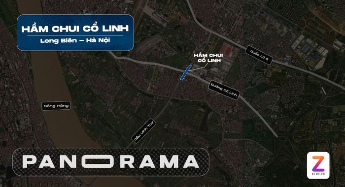  Hầm chui nằm tại nút giao Cổ Linh - đường dẫn cầu Vĩnh Tuy giai đoạn 2 - đường Đàm Quang Trung, phường Long Biên, Hà Nội. Đồ hoạ: Việt Linh. 