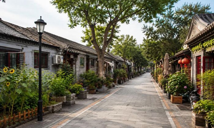 Phố cổ với những ngôi nhà mang kiến trúc đặc trưng ở Bắc Kinh. Ảnh minh họa: AI