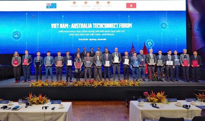 Các biên bản ghi nhớ (MOU) được trao giữa các bên tại sự kiện Việt Nam - Australia Tech Connect, ngày 10/8 tại Sydney - Ảnh: Bộ KH&CN