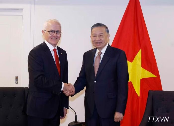 Tổng Bí thư, Chủ tịch nước Tô Lâm tiếp nguyên Thủ tướng Australia Malcolm Turnbull AC, Chủ tịch Công ty công nghệ Advanced Navigation. (Ảnh: TTXVN)