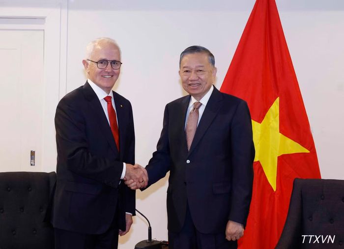 Tổng Bí thư, Chủ tịch nước Tô Lâm tiếp nguyên Thủ tướng Australia Malcolm Turnbull AC, Chủ tịch Công ty công nghệ Advanced Navigation. (Ảnh: TTXVN)