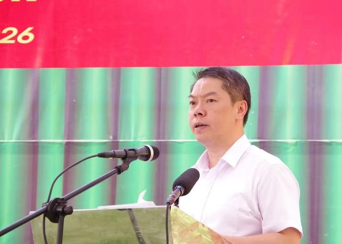 Đồng chí Đoàn Thanh Sơn, Tỉnh ủy viên, Phó Chủ tịch Ủy ban nhân dân tỉnh Lạng Sơn phát biểu tại buổi lễ. (Ảnh: Dương Nguyên)